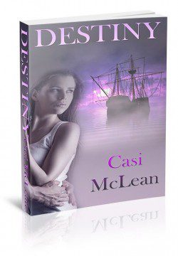 A book cover with a woman and a boat in the background.