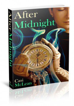 A book cover with a woman holding an old clock